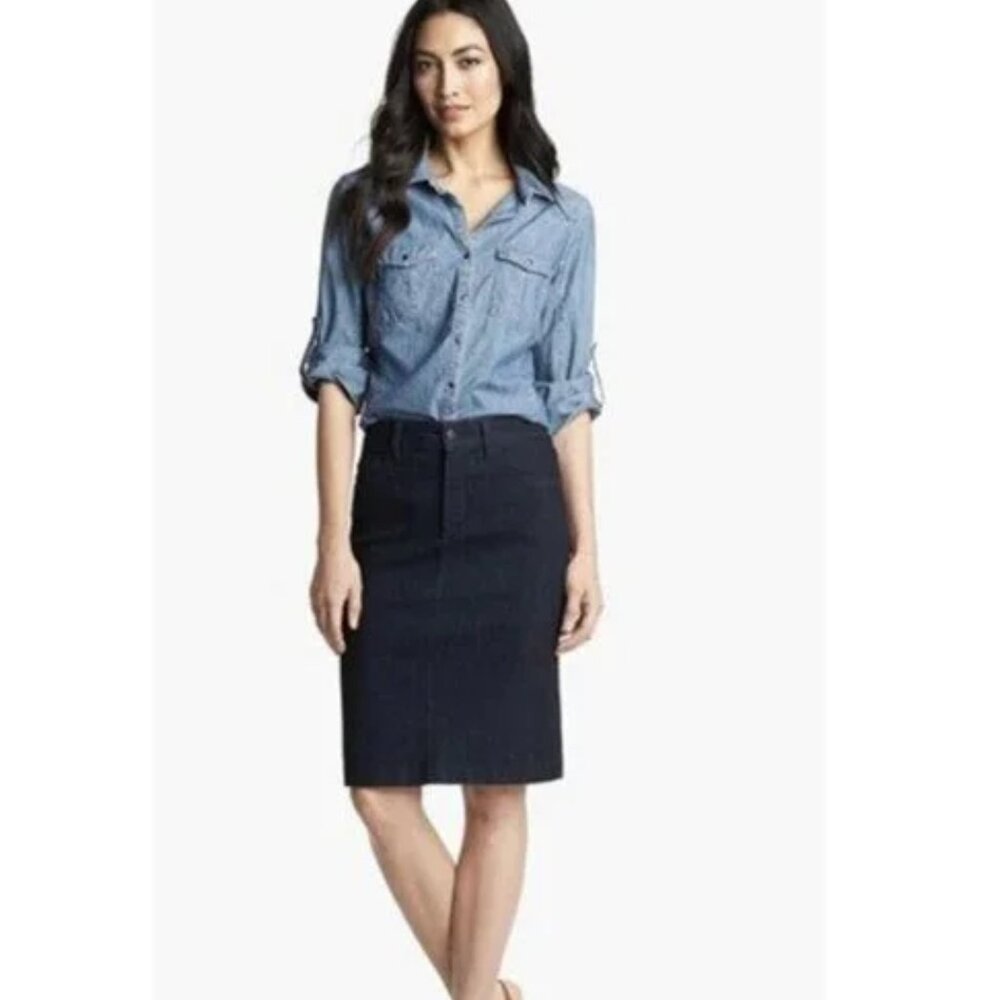 NWT ✅ NYDJ Denim 5 Pocket Pencil Skirt DARK BLUE DENIM SZ 14 ⭐ NWT